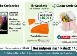 Tauchen: Jahresabo für 145,60 Euro mit Gutschein über 145 Euro und Kühltasche