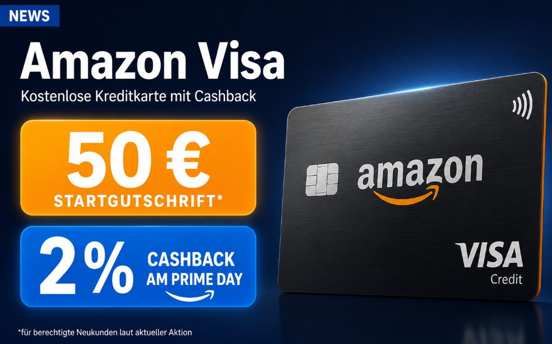 Amazon Visa: 50 Euro Stargutschrift und 2 Prozent Cashback am Prime Day