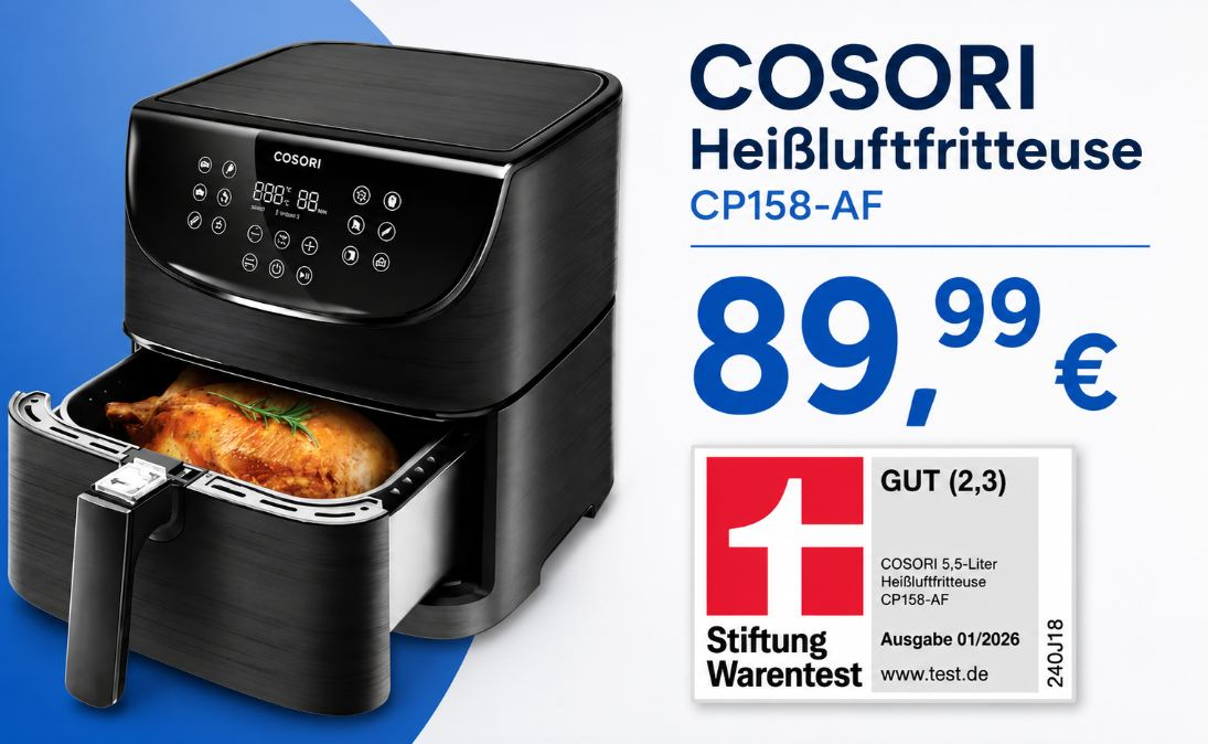 Lidl: Cosori-Heißluftfritteuse mit gutem Testergebnis für 89,99 Euro