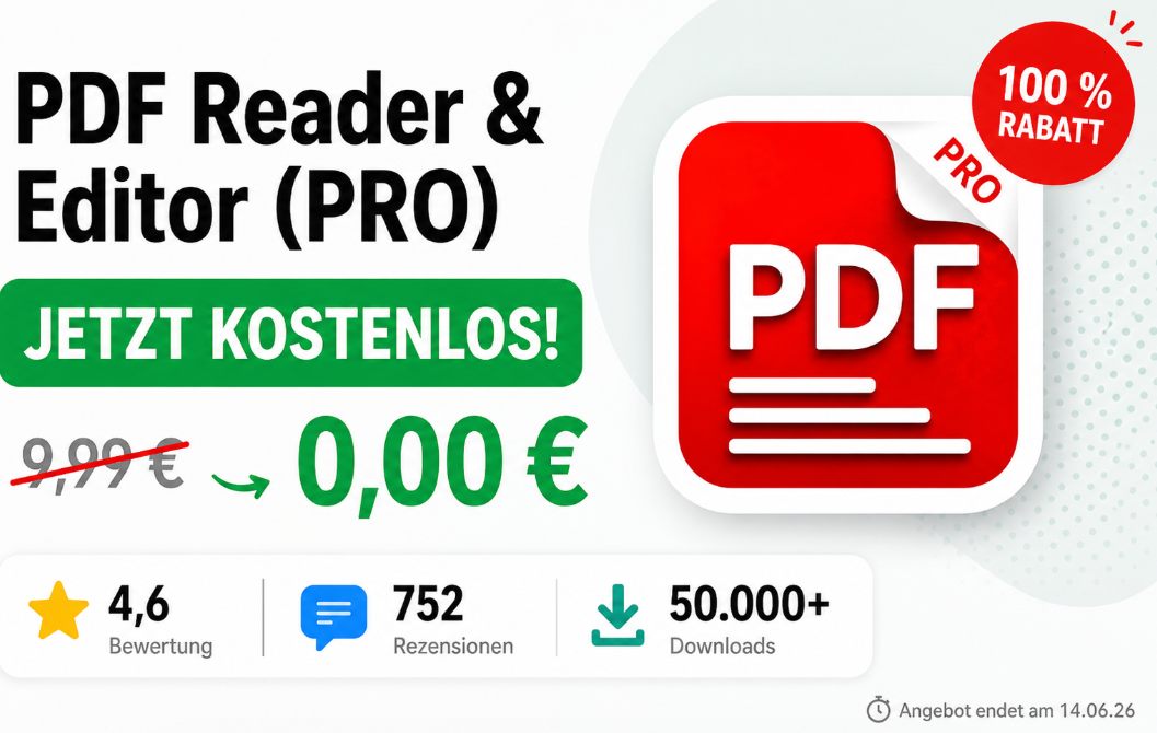 Gratis-App: "PDF Reader & Editor (PRO)" für 0 statt 9,99 Euro