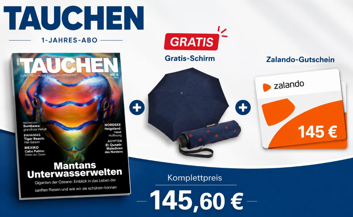 Tauchen: Jahresabo für 145,60 Euro mit Gutschein und Gratis-Schirm