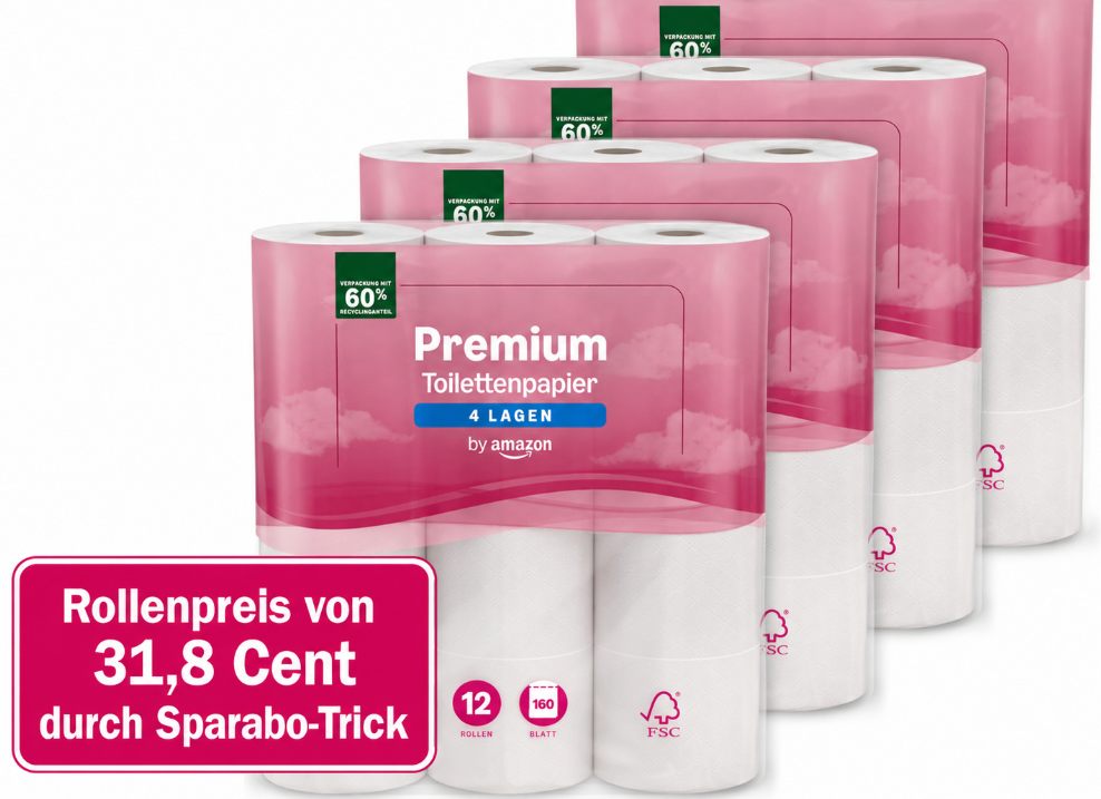 Amazon: Premium-Toilettenpapier zum Rollenpreis von 31,8 Cent