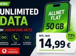 Vodafone-Netz: Unlimited Data mit Allnet-Flat für 14,99 Euro / Monat