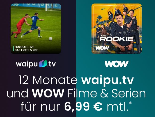 Waipu.tv: Kombi-Angebot mit "WOW Filme und Serien" jetzt für 6,99 Euro