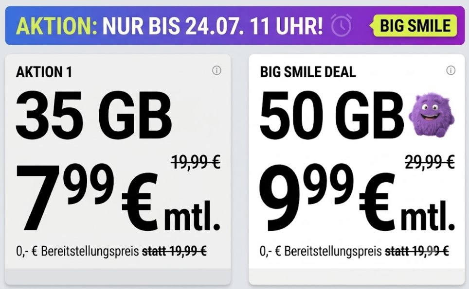 Bigsim: Allnet-Flat mit 35 GByte 5G für 7,99 Euro