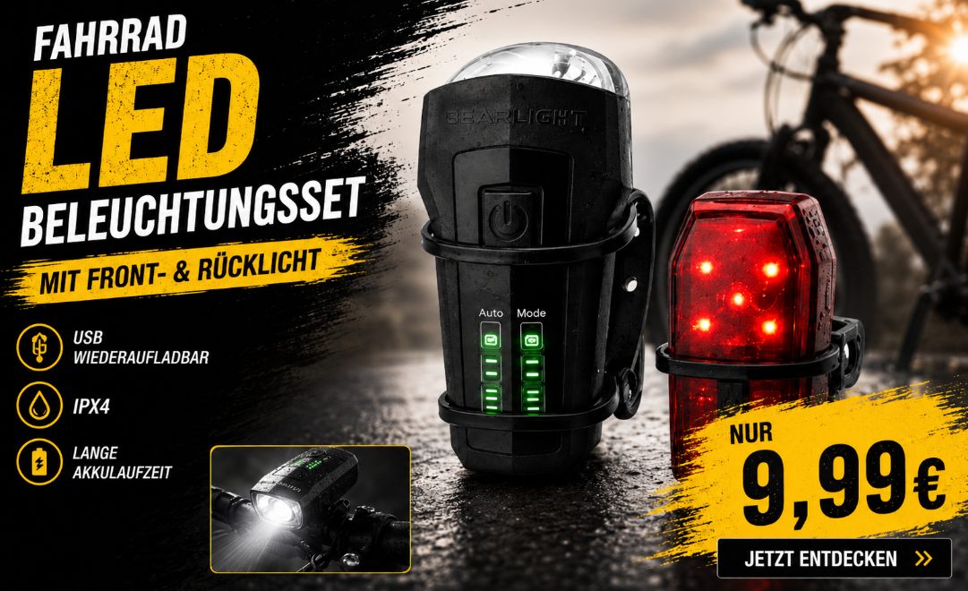 Outlet46: Fahrradleuchtenset mit Zulassung für 9,99 Euro