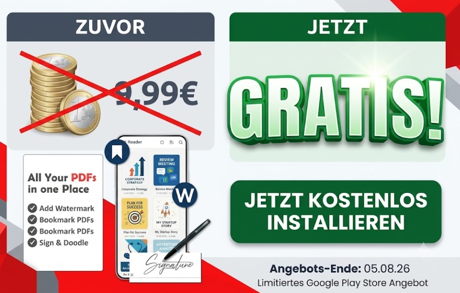 Gratis: App "PDF Reader & Editor (PRO)" für 0 statt 9,99 Euro