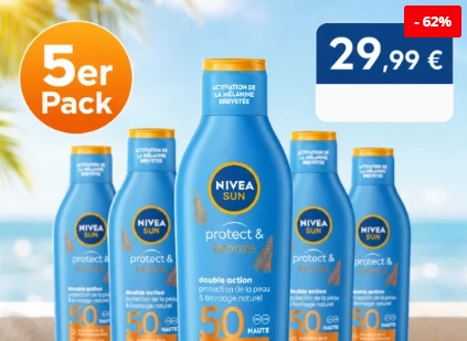 Dealclub: Nivea-Sonnenmilch im Fünferpack für 29,99 Euro