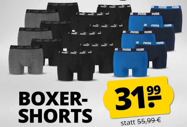 Puma: Boxershorts im 6er-Pack für 31,99 Euro