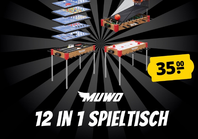 Muwo: Spieltisch mit 12 Spielen für 35 Euro