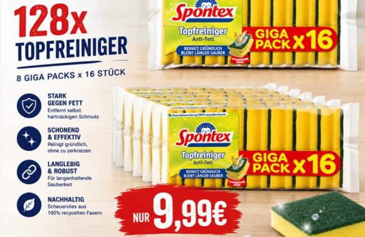 Knaller: 128er Sparpack Spontex-Schwämme für 9,99 Euro