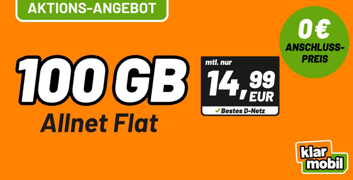 Klarmobil: 100 GByte 5G-Daten im Telekom-Netz für 14,99 Euro