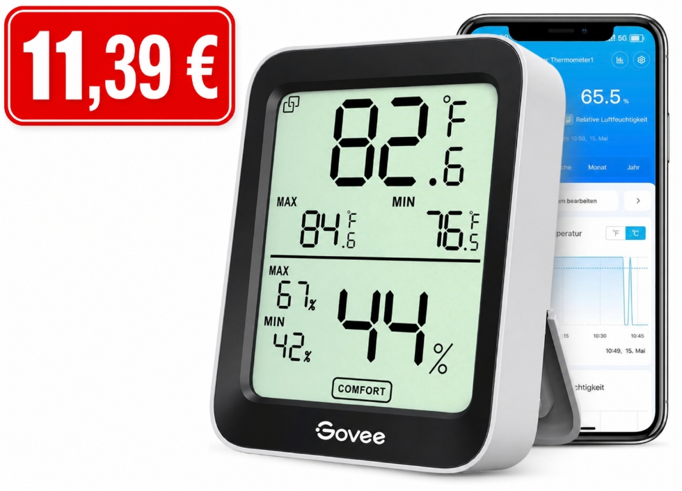 Amazon: Govee Thermo-Hygrometer für 11,39 Euro