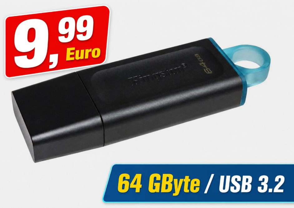 Ebay: USB-Stick von Kingston mit 64 GByte für 9,99 Euro frei Haus