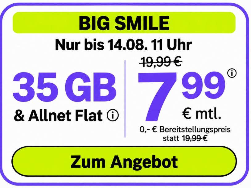 Bigsim: 35 GByte 5G-Daten im Vodafone-Netz für 7,99 Euro