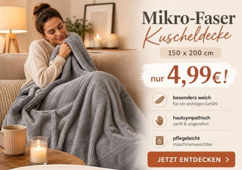 Outlet46: Große Kuscheldecke für 4,99 Euro