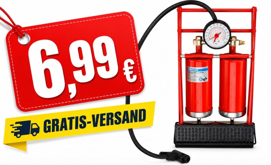 Fischer: Fußluftpumpe refurb für 6,99 Euro frei Haus