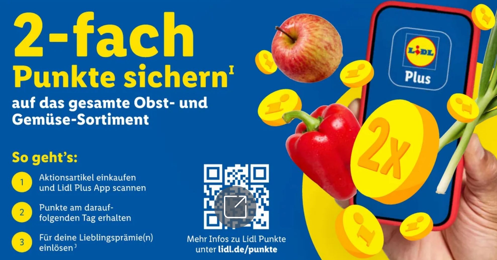 Lidl Plus: Zweifach Punkte auf Obst und Gemüse