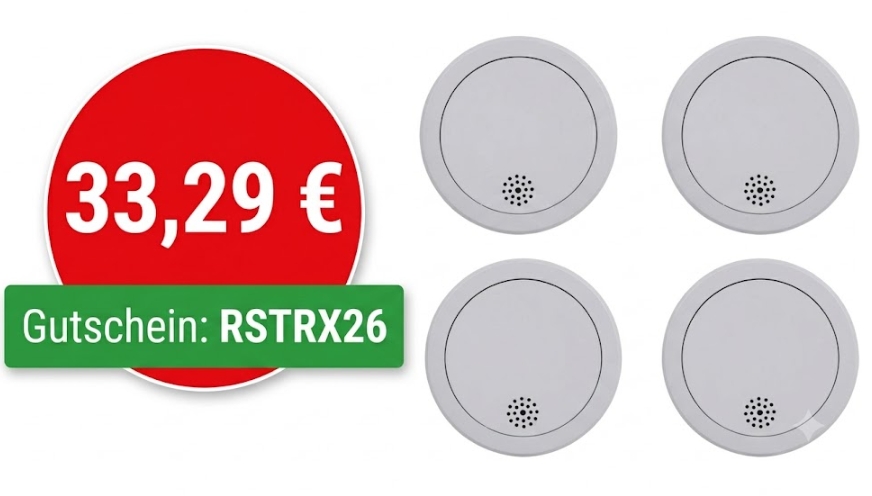 Ebay: Rauchmelder-Viererpack mit 10-Jahresbatterie für 33,29 Euro