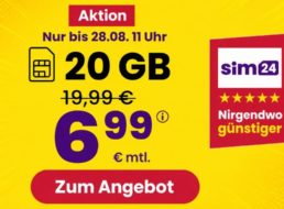 SIM24: 20 GByte 5G-Daten mit Allnet-Flat für 6,99 Euro