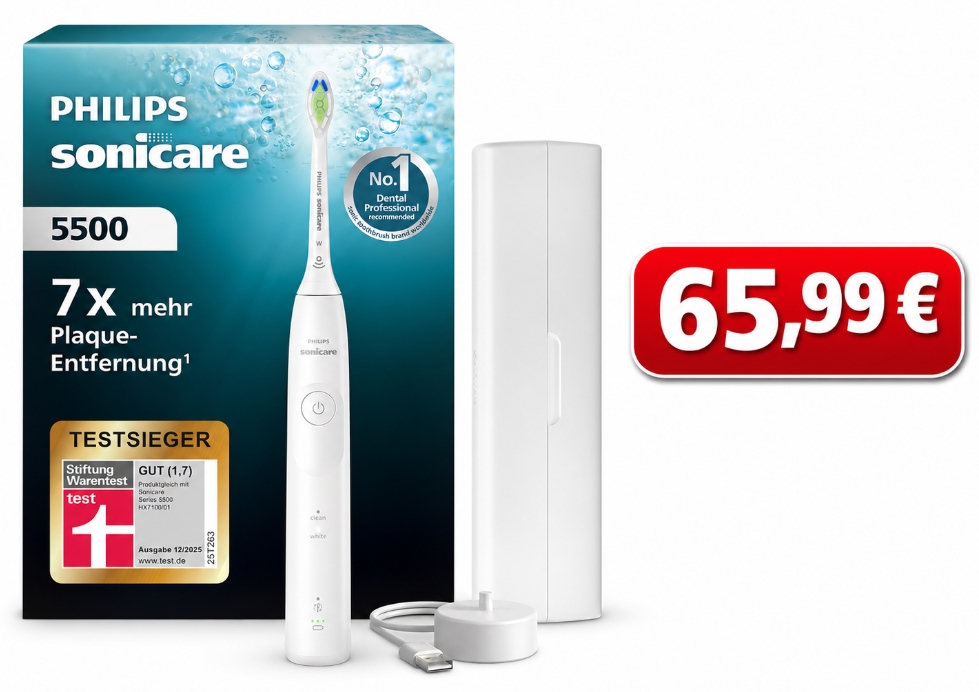 Testsieger: Philips Sonicare 5500 jetzt für 65,99 Euro