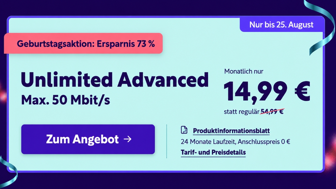 Knaller: Unlimitierte 5G-Daten jetzt für 14,99 Euro / Monat