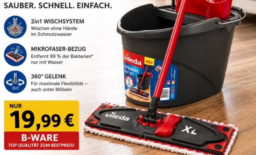 B-Ware: "Vileda Ultramax XL 2in1 Bodenwischer-Set" für 19,99 Euro