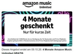 Gratis: Amazon Music Unlimited für 4 Monate zum Nulltarif