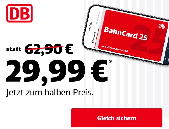 Bahncard25: Mehr als 50 Prozent Rabatt bis Ende September