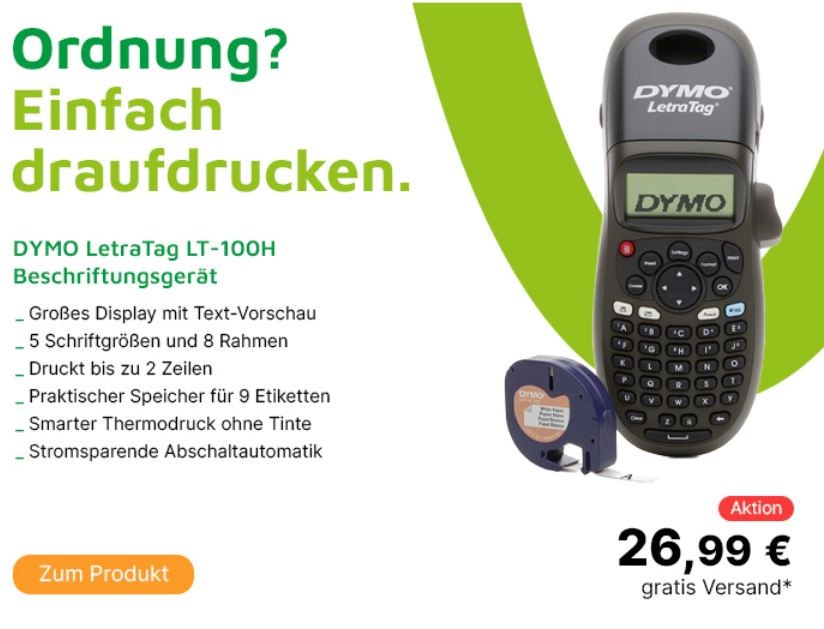 Völkner: Beschriftungsgerät zum Bestpreis von 26,99 Euro frei Haus
