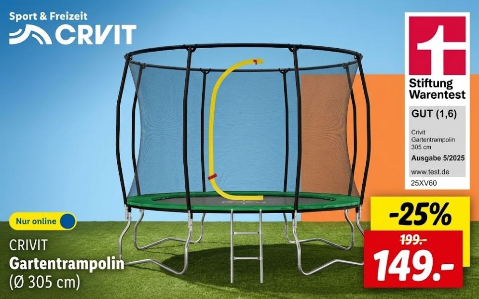 Lidl: Trampolin mit "gutem" Testergebnis für 149 Euro