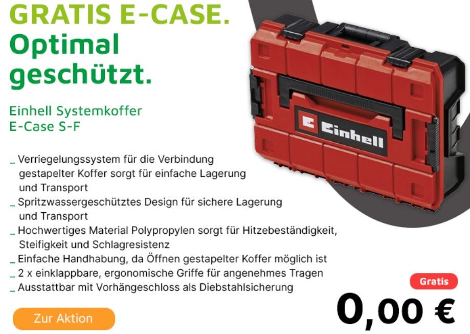 Gratis: E-Case von Einhell zur Bestellung bei Völkner geschenkt