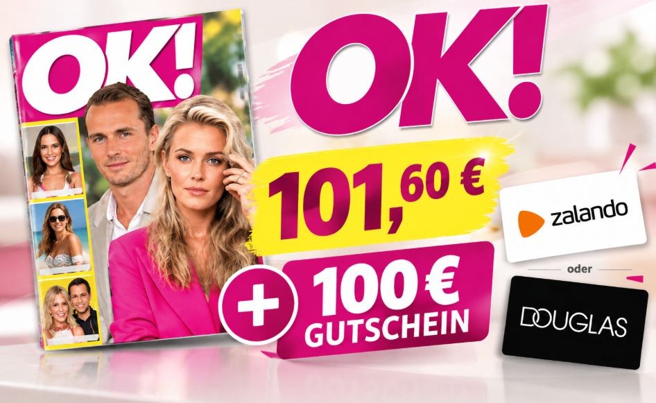 OK!: Jahresabo für 101,60 Euro mit Gutschein über 100 Euro