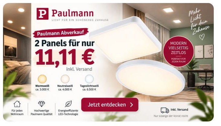 Paulmann: Leuchten im Doppelpack für 11,11 Euro frei Haus