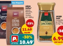 Penny: Kaffee von Käfer, Melitta und Dallmayr mit Rabatt