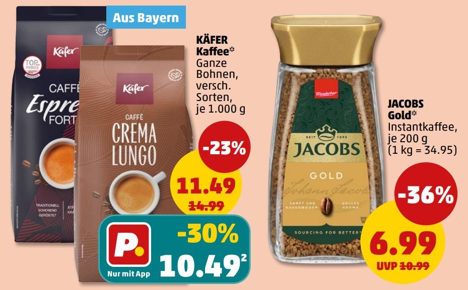 Penny: Kaffee von Käfer, Melitta und Dallmayr mit Rabatt