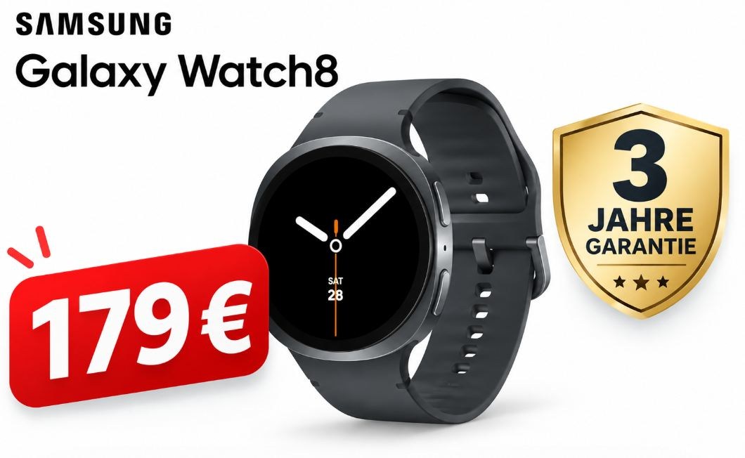 Amazon: "Galaxy Watch8" mit 3 Jahren Garantie für 179 Euro