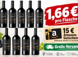 Knaller: Neun Flaschen Rotwein dank Cashback für 1,66 Euro / Flasche