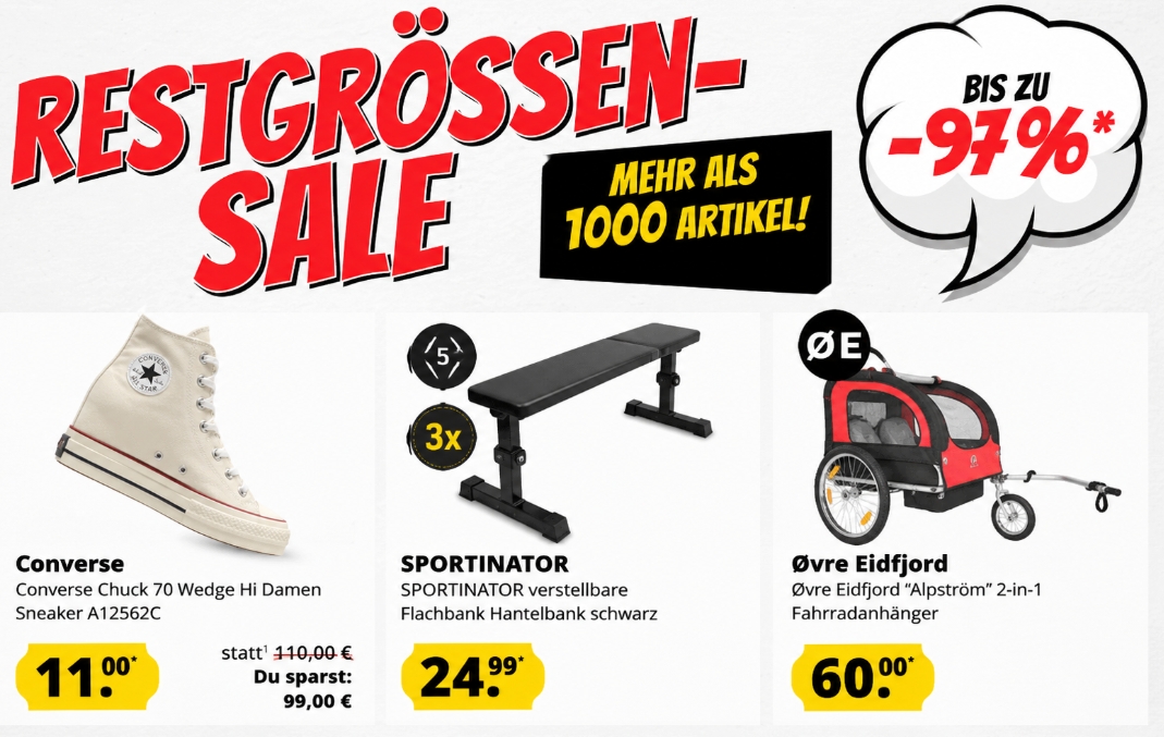 Sportspar: Restgrößen-Sale mit Fitnessgeräten und mehr