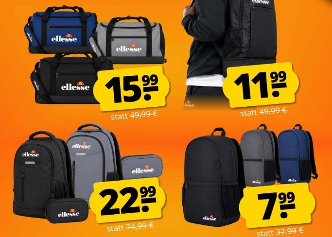 Sportspar: Taschensale von "Ellesse" mit Schnäppchen ab 5,99 Euro