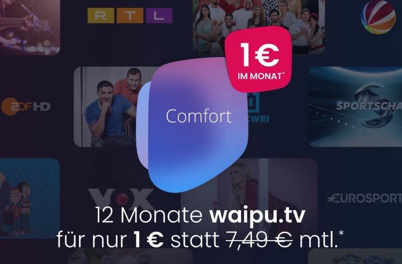 Waipu.tv Comfort: 1 Euro / Monat jetzt für ein Jahr sichern