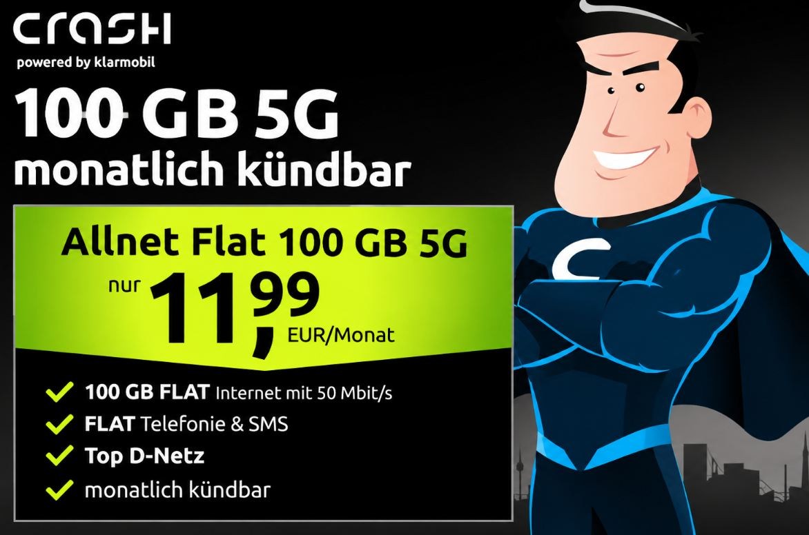 Crash: 100 GByte 5G im Vodafone-Netz für 11,99 Euro