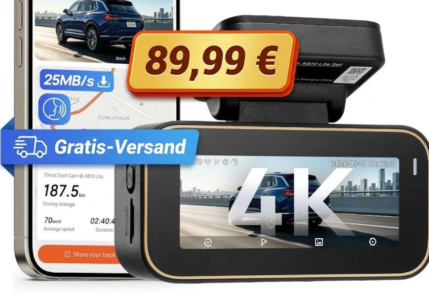Bestseller: Dashcam "70mai A810 Lite" für unter 90 Euro