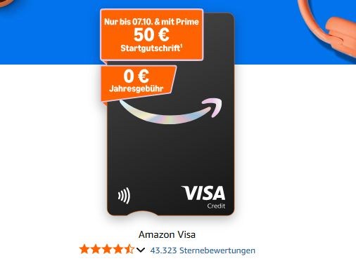 Amazon Visa: 50 Euro Startguthaben via Prime