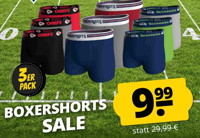 Sportspar: NFL-Boxer im Dreierpack für 9,99 Euro