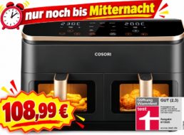 Testsieger: Heißluftfritteuse jetzt zum Bestpreis von 108,99 Euro