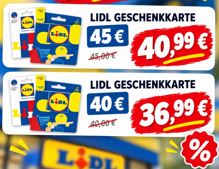 Knaller: Lidl-Guthabenkarten mit 9 Prozent Rabatt