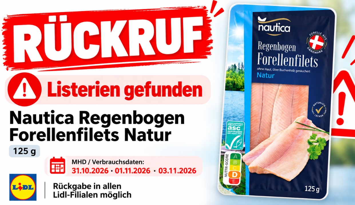 Listerien-Alarm: Rückruf für Lidls Regenbogen-Forellenfilets