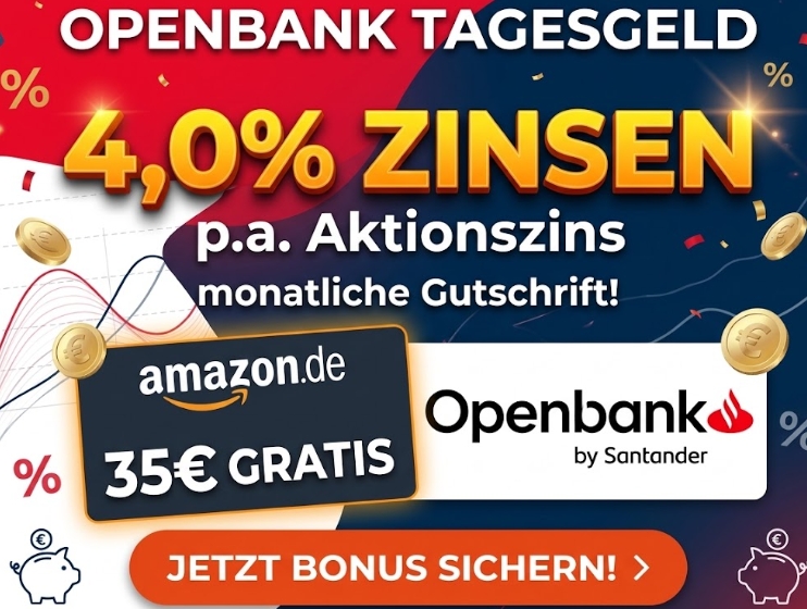 Gratis: 35 Euro geschenkt zum Tagesgeld-Konto mit 4 Prozent Zins
