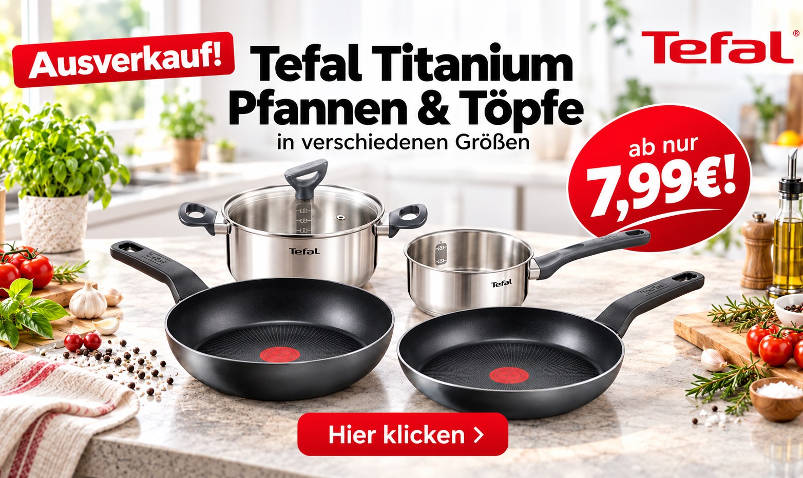 Outlet46: Tefal-Pfannen und -Töpfe mit Rabatt